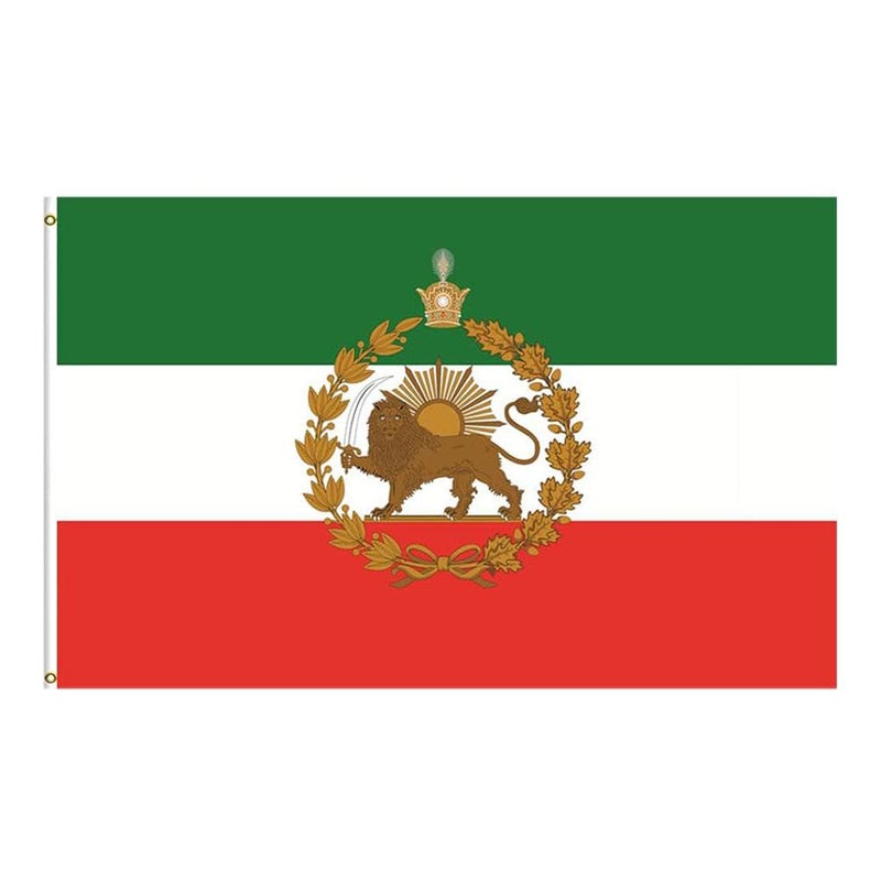 3×5 Ft Old Historic Iran Flag,Old Iranian Flag with Lion Sun Crown,Premium Polyester Former Iranian Persia Banner with 2 Brass Grommets,Suitable for Outdoor and Indoor - Image 1